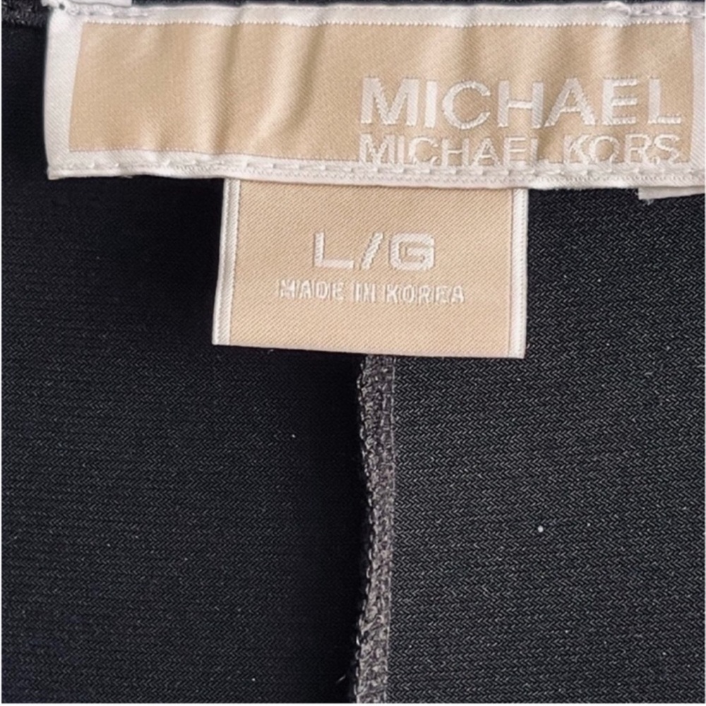 Michael Kors Draped Neck Dress Leather shoulder Straps Black Size L - Picture 5 of 9